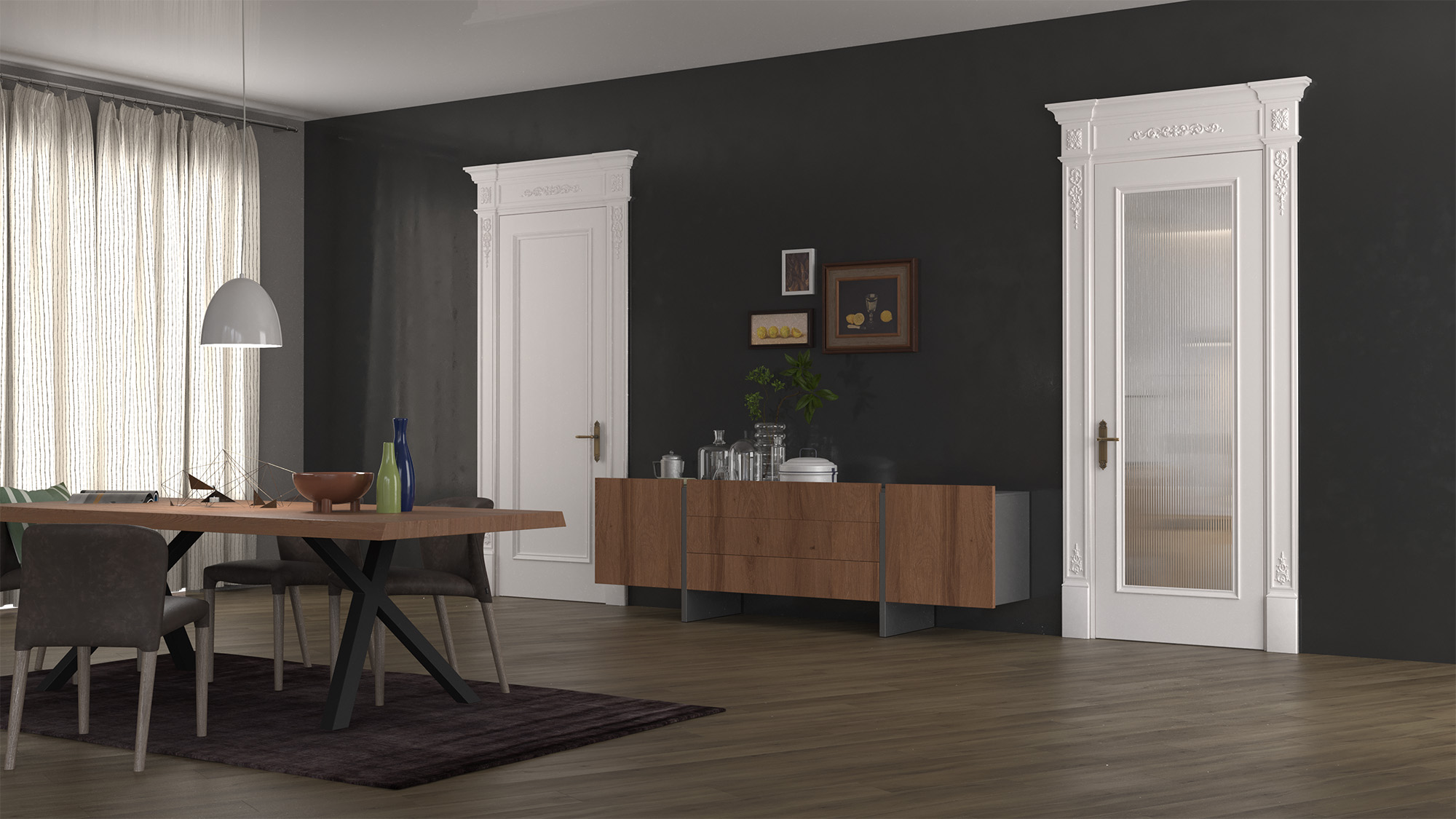 Интерьер с дверными блоками N 01 и N 01-CP серии Nostalgia